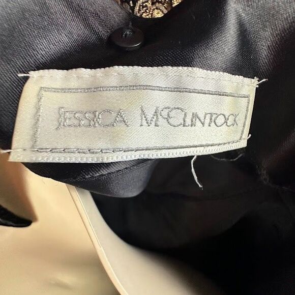 VTG Jessica McClintock Deep Brown Black Velvet Dress Mermaid Hem Romantic Gown - Picture 5 of 11